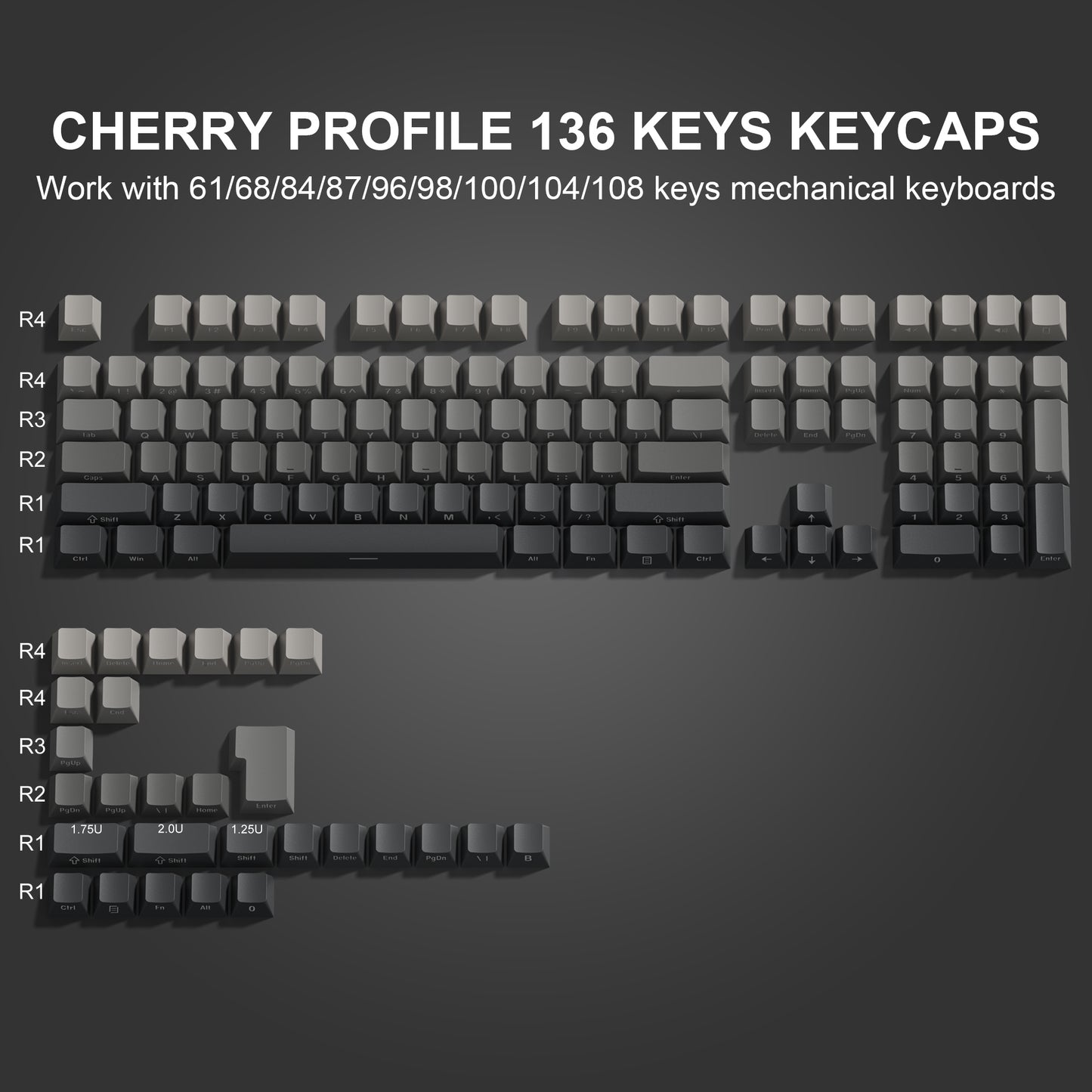 Womier Grey Gradient KeyCap Set (Side Printed)